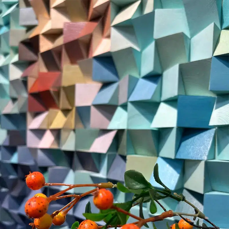 Handcrafted Wooden Mosaic Art - Van Gogh 3D Modern Geometric Wood Wall Decor Artmeto Wood wall art