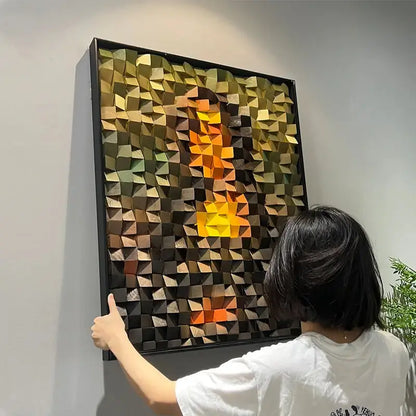 Handmade 3D Wooden Sun Mosaic - Modern Geometric Wood Wall Art Artmeto Wood wall art