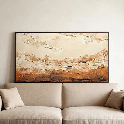 Impasto Canvas Art - Cream & Burnt Terracotta Abstract Artmeto Wood wall art