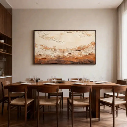 Impasto Canvas Art - Cream & Burnt Terracotta Abstract Artmeto Wood wall art