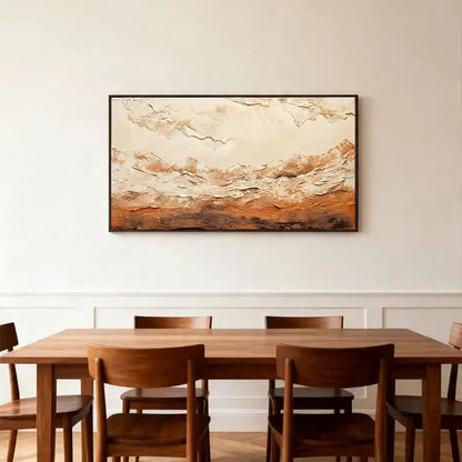 Impasto Canvas Art - Cream & Burnt Terracotta Abstract Artmeto Wood wall art