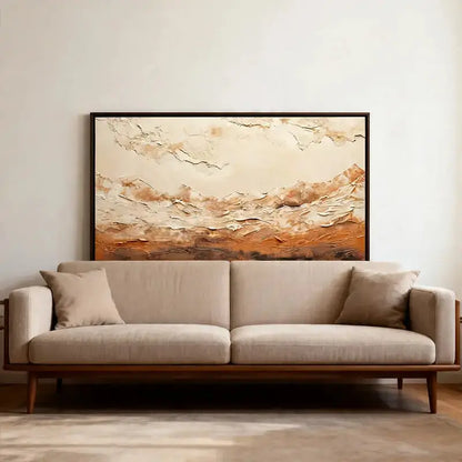 Impasto Canvas Art - Cream & Burnt Terracotta Abstract Artmeto Wood wall art