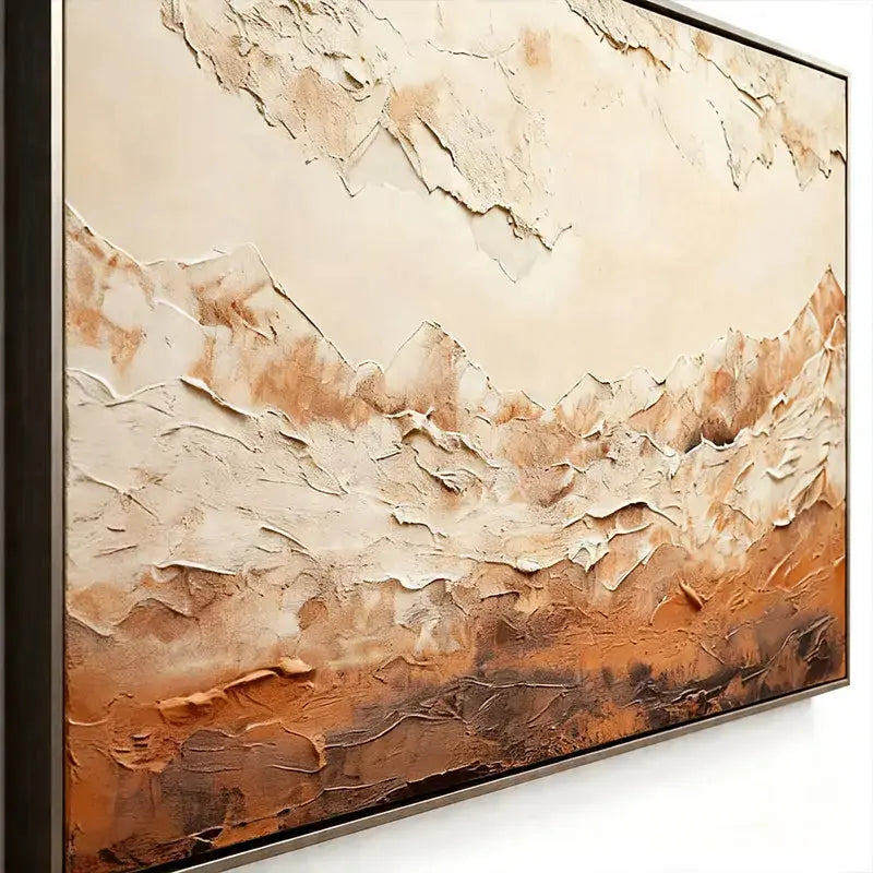 Impasto Canvas Art - Cream & Burnt Terracotta Abstract Artmeto Wood wall art