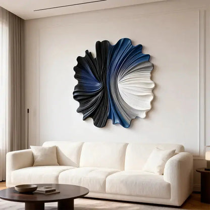 Indigo & Walnut Abstract Radiating 3D Relief Wall Decor（副本） Artmeto Wood wall art