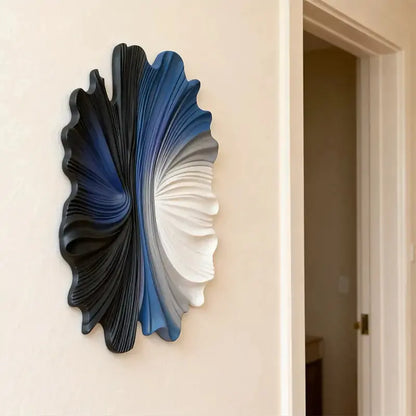 Indigo & Walnut Abstract Radiating 3D Relief Wall Decor（副本） Artmeto Wood wall art