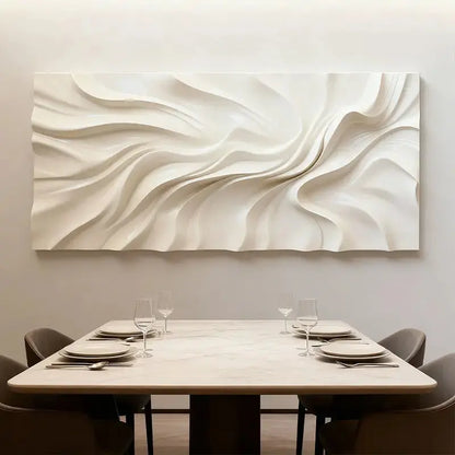 Ivory Fluid Wave 3D Wood Sculpture Wall Art Modern Home Decor Artmeto Wood wall art