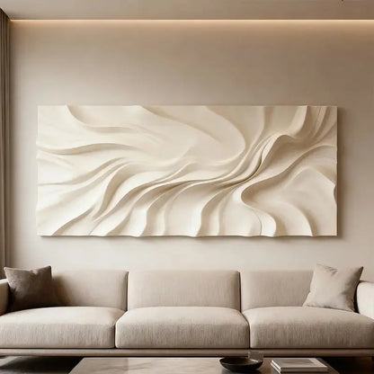 Ivory Fluid Wave 3D Wood Sculpture Wall Art Modern Home Decor Artmeto Wood wall art