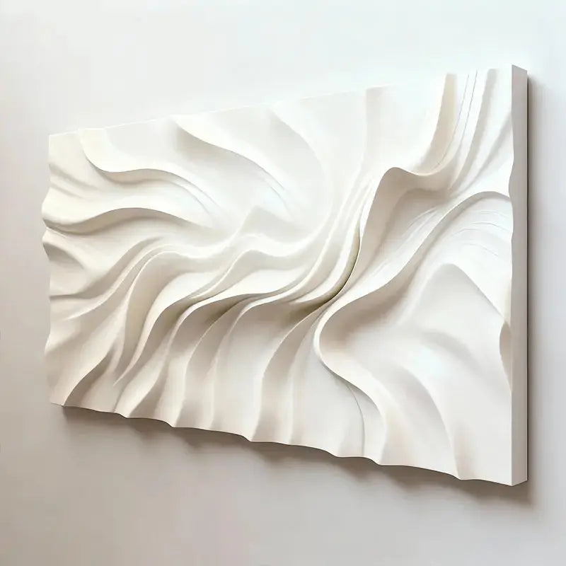 Ivory Fluid Wave 3D Wood Sculpture Wall Art Modern Home Decor Artmeto Wood wall art