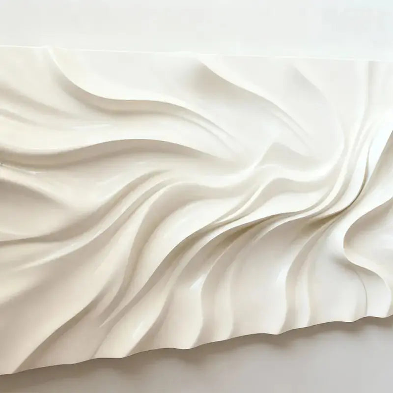 Ivory Fluid Wave 3D Wood Sculpture Wall Art Modern Home Decor Artmeto Wood wall art