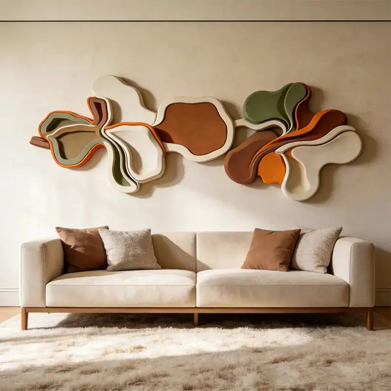 Ivory Fluid Wave 3D Wood Sculpture Wall Art Modern Home Decor（副本） Artmeto Wood wall art
