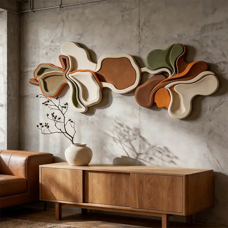Ivory Fluid Wave 3D Wood Sculpture Wall Art Modern Home Decor（副本） Artmeto Wood wall art