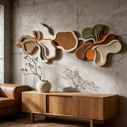 Ivory Fluid Wave 3D Wood Sculpture Wall Art Modern Home Decor（副本） Artmeto Wood wall art
