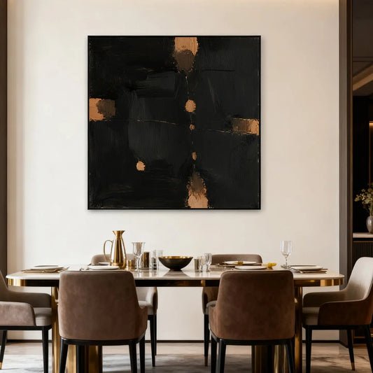 Large Black Gold Abstract Canvas-Dining Room Wall Decor-Artmeto Artmeto Wood wall art