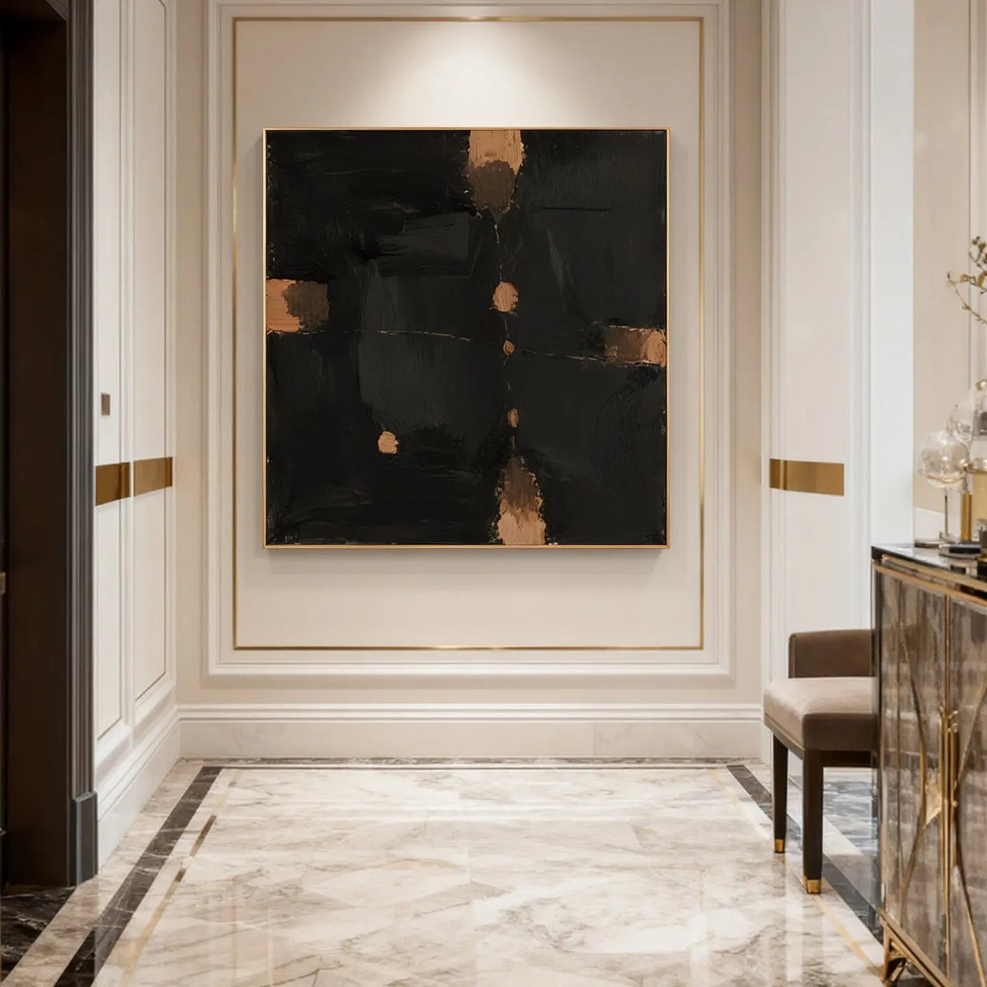 Large Black Gold Abstract Canvas-Dining Room Wall Decor-Artmeto Artmeto Wood wall art