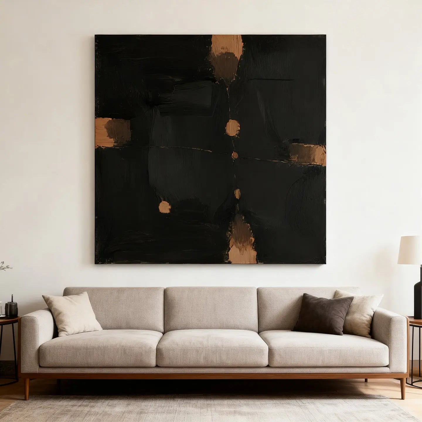 Large Black Gold Abstract Canvas-Dining Room Wall Decor-Artmeto Artmeto Wood wall art