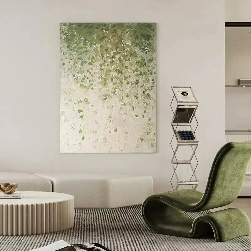 Light Green Leaf Abstract Canvas Art Minimalist Modern Spaces-Artmeto Artmeto Wood wall art