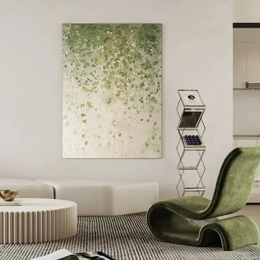 Light Green Leaf Abstract Canvas Art Minimalist Modern Spaces-Artmeto Artmeto Wood wall art