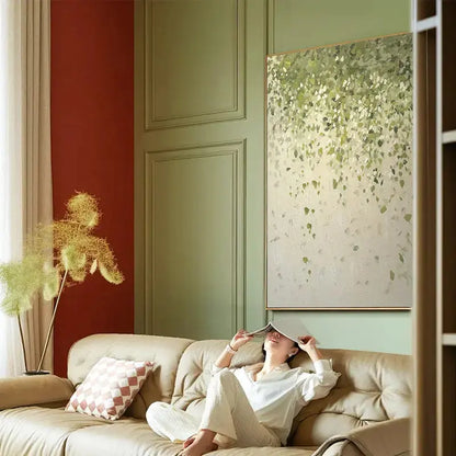 Light Green Leaf Abstract Canvas Art Minimalist Modern Spaces-Artmeto Artmeto Wood wall art