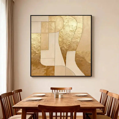 Luminous Gold Leaf Geometric Abstract Textured Modern Canvas Art Artmeto Wood wall art