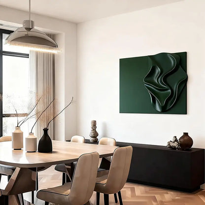 Luxe Deep Emerald Drape 3D Relief Wall Sculpture Artmeto Wood wall art-3