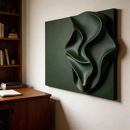 Luxe Deep Emerald Drape 3D Relief Wall Sculpture Artmeto Wood wall art-6