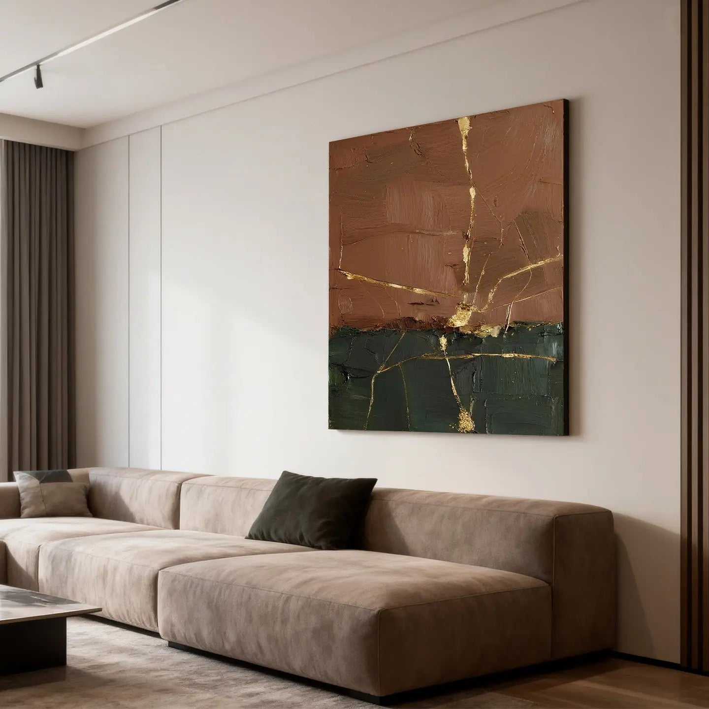 Luxury Earthy Abstract Canvas-Gold Line Textured Wall Art-Artmeto Artmeto Wood wall art