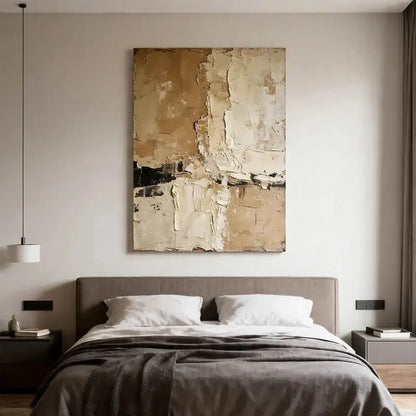 Minimalist Beige & Taupe Abstract Canvas-Textured Wall Decor-Artmeto Artmeto Wood wall art