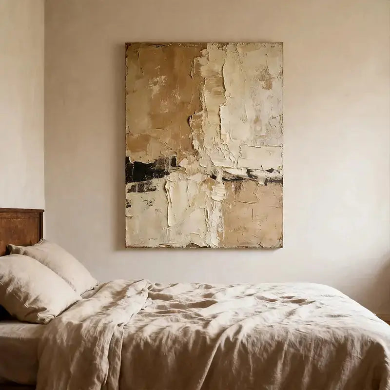 Minimalist Beige & Taupe Abstract Canvas-Textured Wall Decor-Artmeto Artmeto Wood wall art