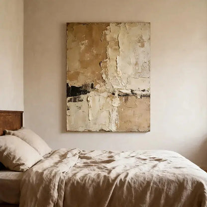 Minimalist Beige & Taupe Abstract Canvas-Textured Wall Decor-Artmeto Artmeto Wood wall art