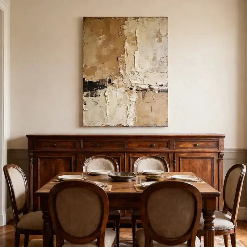 Minimalist Beige & Taupe Abstract Canvas-Textured Wall Decor-Artmeto Artmeto Wood wall art