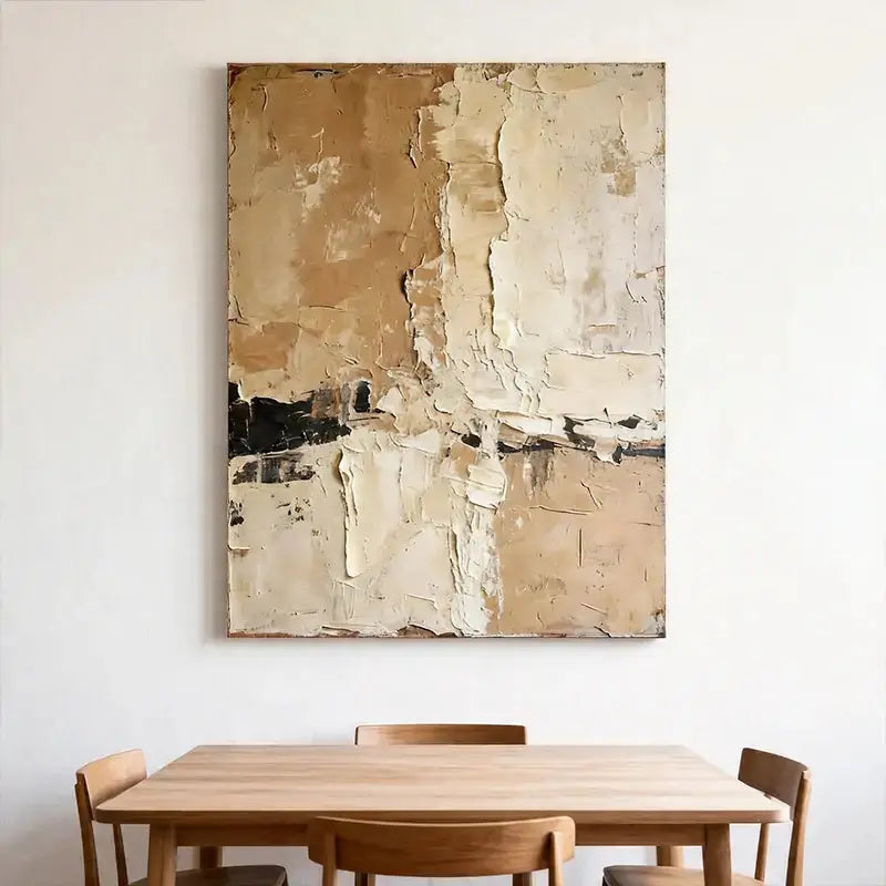 Minimalist Beige & Taupe Abstract Canvas-Textured Wall Decor-Artmeto Artmeto Wood wall art