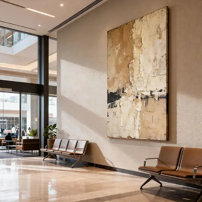 Minimalist Beige & Taupe Abstract Canvas-Textured Wall Decor-Artmeto Artmeto Wood wall art