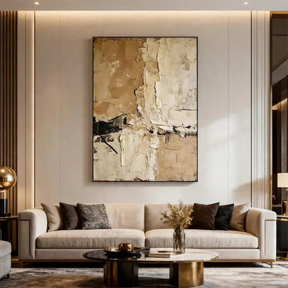 Minimalist Beige & Taupe Abstract Canvas-Textured Wall Decor-Artmeto Artmeto Wood wall art