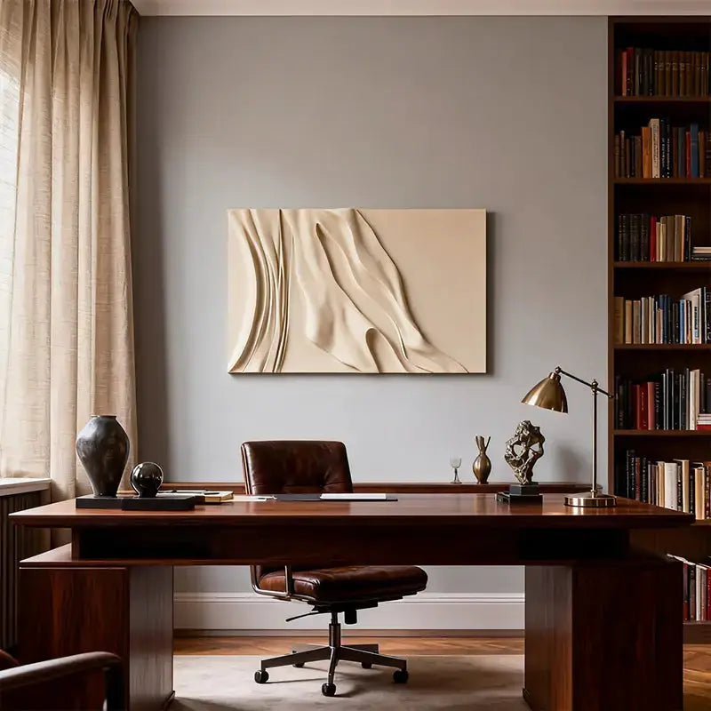 Minimalist Black & Beige 3D Wave Wall Art Decor（副本） Artmeto Wood wall art