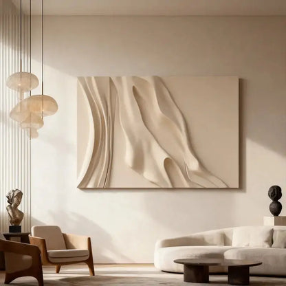 Minimalist Black & Beige 3D Wave Wall Art Decor（副本） Artmeto Wood wall art