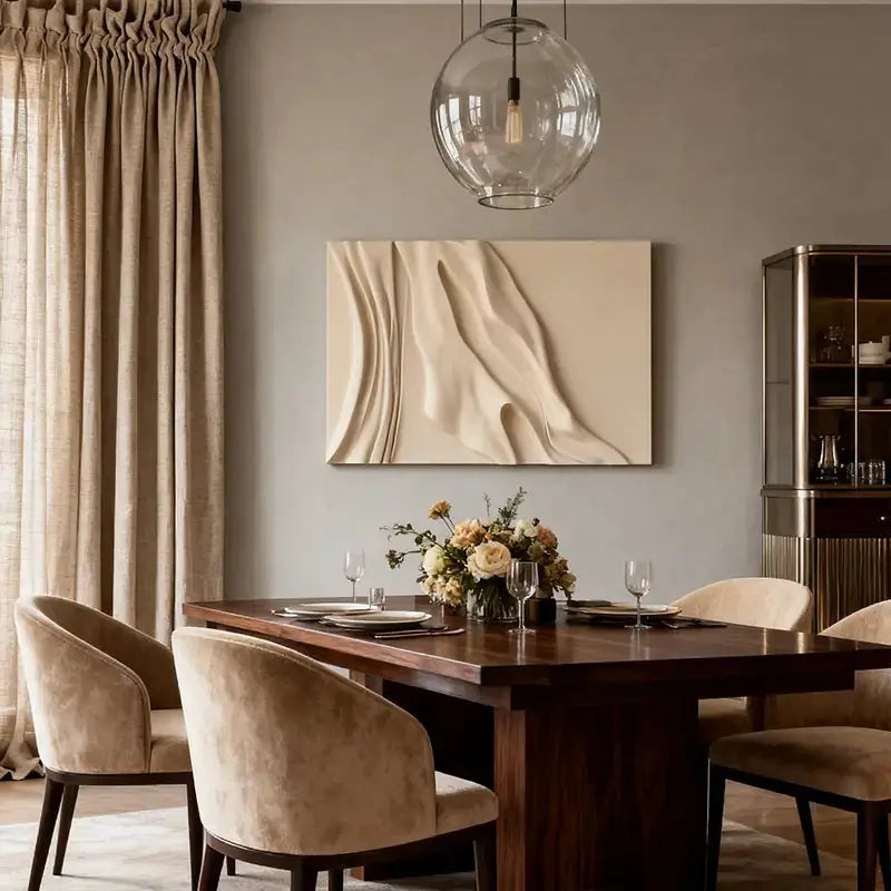 Minimalist Black & Beige 3D Wave Wall Art Decor（副本） Artmeto Wood wall art