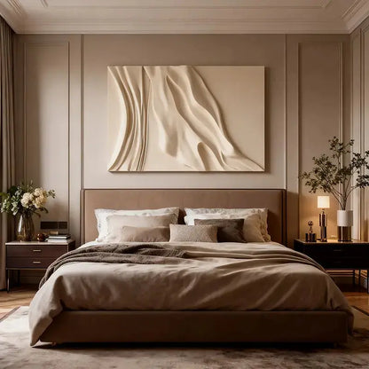 Minimalist Black & Beige 3D Wave Wall Art Decor（副本） Artmeto Wood wall art