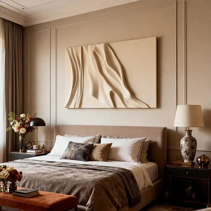 Minimalist Black & Beige 3D Wave Wall Art Decor（副本） Artmeto Wood wall art