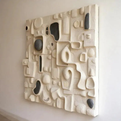 Minimalist Cream & Charcoal Modular 3D Relief Wall Art Artmeto Wood wall art-3