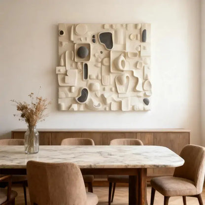 Minimalist Cream & Charcoal Modular 3D Relief Wall Art Artmeto Wood wall art-6