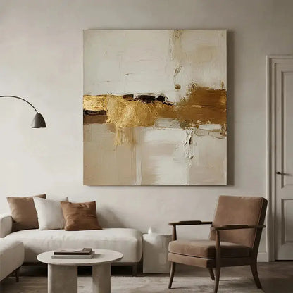 Minimalist Gold Beige Wall Art for Wabi-Sabi Home Decor Artmeto Wood wall art