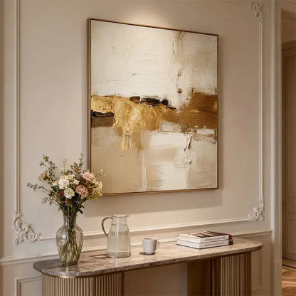 Minimalist Gold Beige Wall Art for Wabi-Sabi Home Decor Artmeto Wood wall art