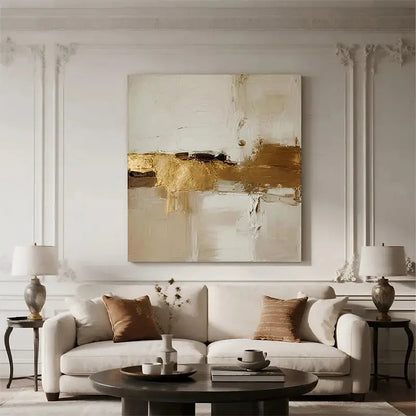 Minimalist Gold Beige Wall Art for Wabi-Sabi Home Decor Artmeto Wood wall art