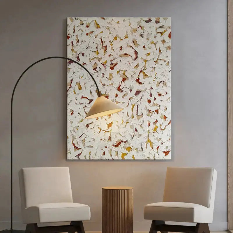 Minimalist Living Room with Bold Abstract Art | abstract painting | CC003 Artmeto Wood wall art