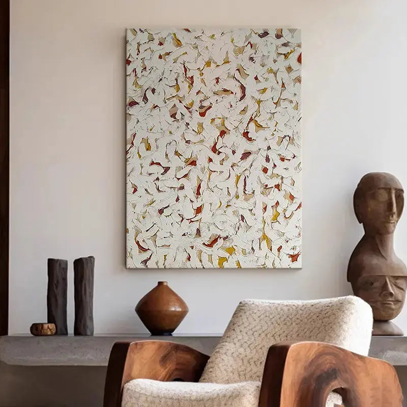 Minimalist Living Room with Bold Abstract Art | abstract painting | CC003 Artmeto Wood wall art