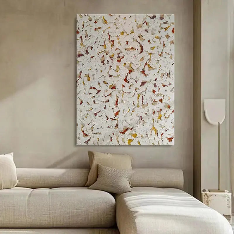 Minimalist Living Room with Bold Abstract Art | abstract painting | CC003 Artmeto Wood wall art
