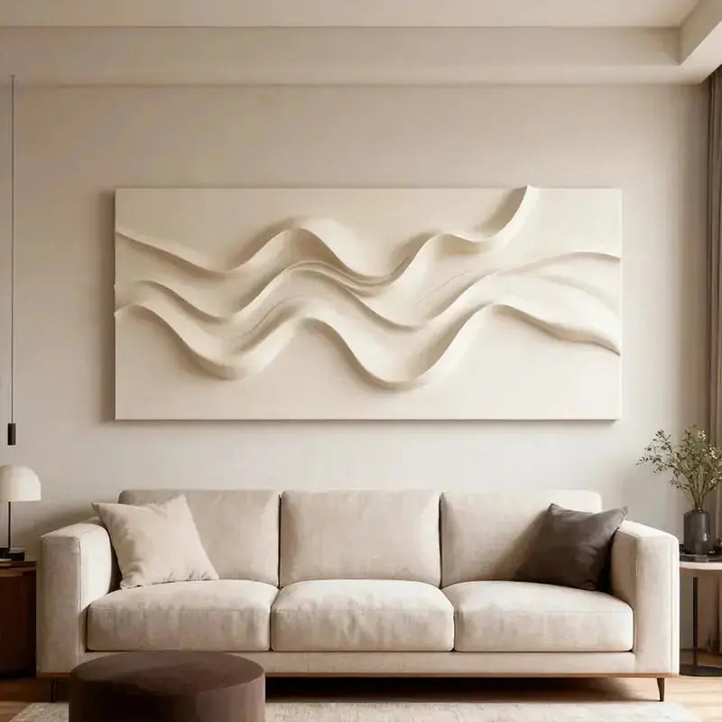 Brown & Cream Modern Gradient Wave 3D Relief Wall Sculpture（副本） Artmeto Wood wall art