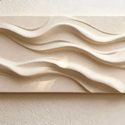 Minimalist Neutral Cream Fabric Wave 3D Relief Abstract Wall Sculpture Artmeto Wood wall art-6
