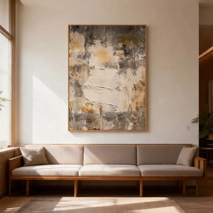 Minimalist Taupe & Beige Textured Abstract Canvas Art Artmeto Wood wall art