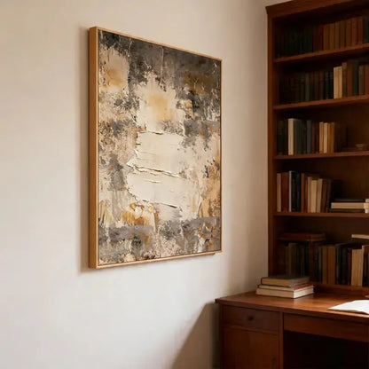 Minimalist Taupe & Beige Textured Abstract Canvas Art Artmeto Wood wall art